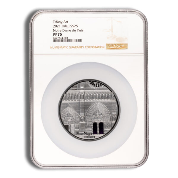 2021 5 oz Palau Silver Tiffany Art Notre Dame NGC PF70
