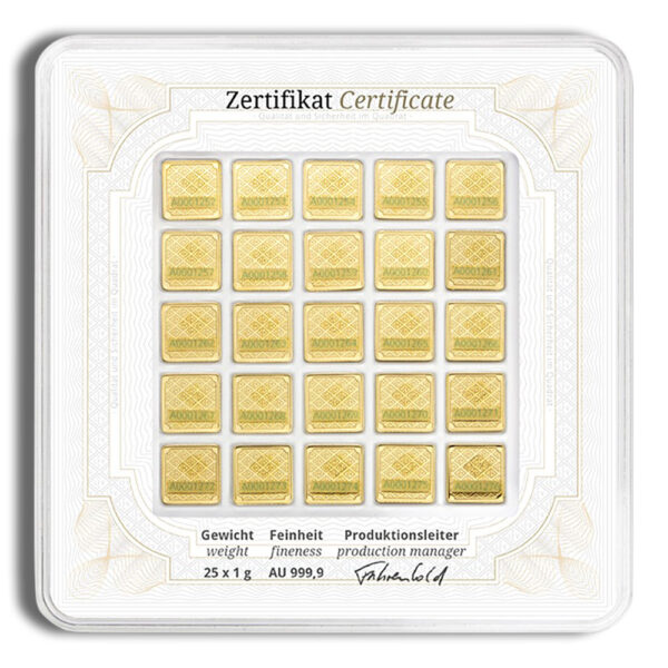 25 x 1 gram Gold Bar - Geiger Multicard (In Assay) - Image 2