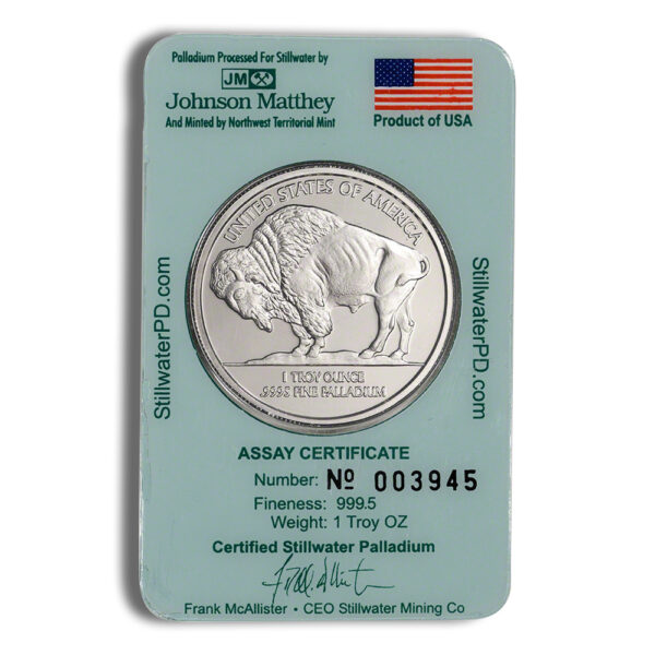 1 oz Palladium Round - JM Stillwater (Carded) - Image 2