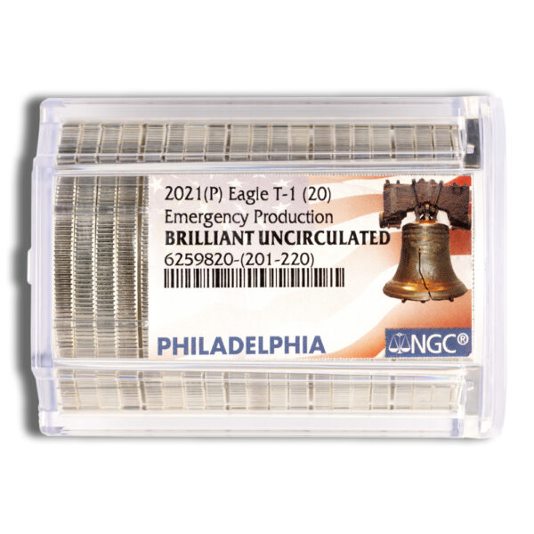 2021 (P) Silver Eagle Emergency Production 20-coin BU Roll NGC - Image 3