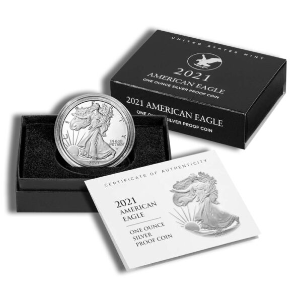 2021-W Proof Silver Eagle with Box & COA - Type 2