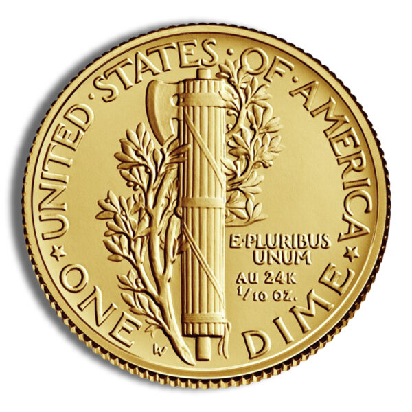 2016-W 1/10 oz Gold Mercury Dime Centennial Coin w/OGP - Image 3