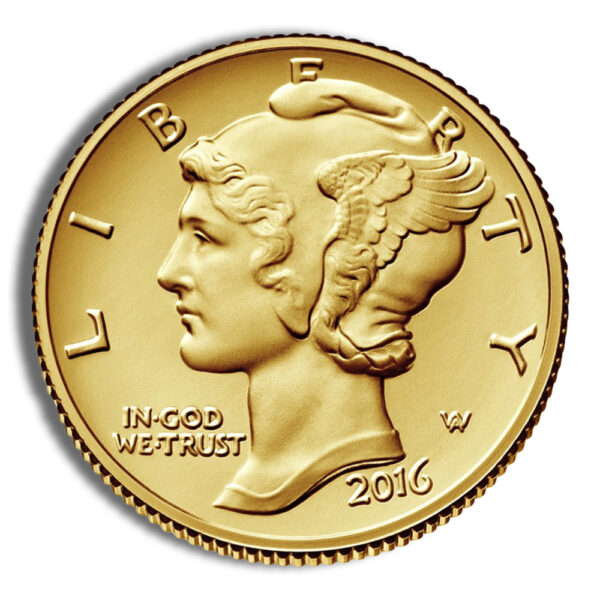 2016-W 1/10 oz Gold Mercury Dime Centennial Coin w/OGP - Image 2