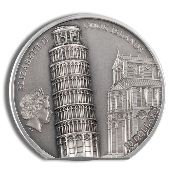 2022 2 oz Silver Cook Islands Leaning Tower of Pisa Coin - Image 2