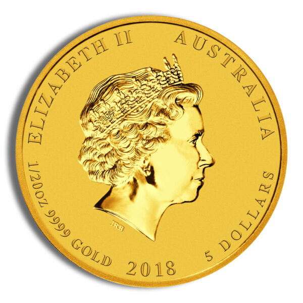 2018 1/20 oz Australia Gold Lunar Dog BU - Series II - Image 2