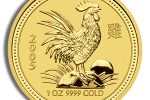 2005 1 oz Australia Gold Lunar Rooster BU - Series I