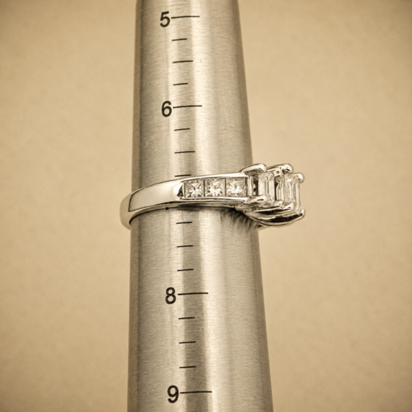 Vintage Estate 14K Gold 1.95CTW Diamond Ring Emerald Cut Size 7 Wedding - Image 8