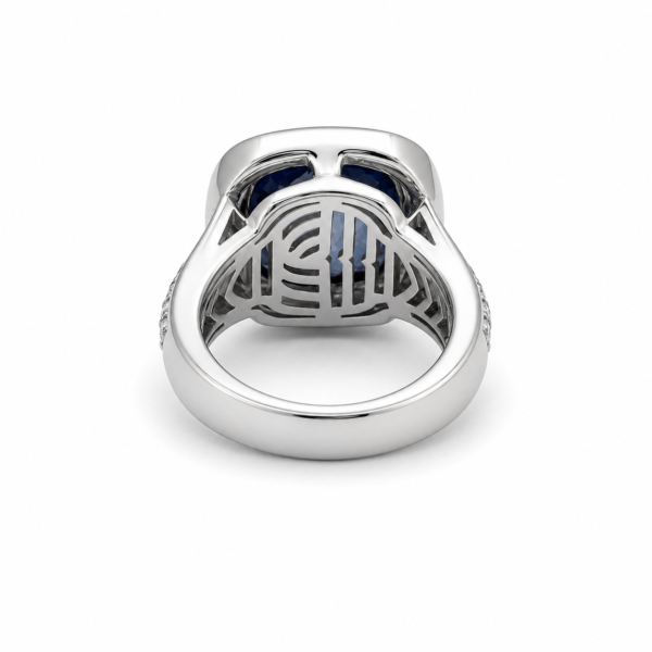C Krypell 14K Gold 925 Silver Blue Sapphire Diamond Ring Estate Size 7 - Image 4