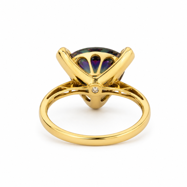 Estate 14K Gold Trillion Mystic Topaz Diamond Accent Ring Size 7 Elegant - Image 3