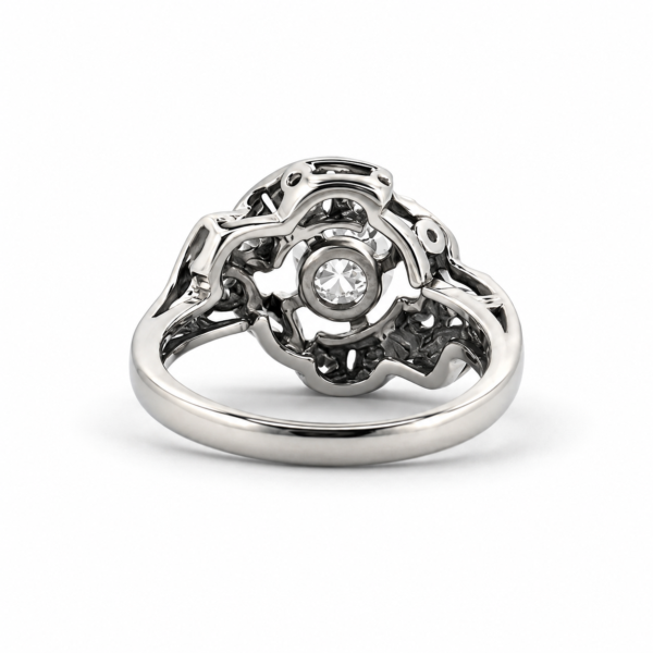 Vintage Platinum Diamond Halo Engagement Ring Art Deco Style Size 6.5 - Image 4
