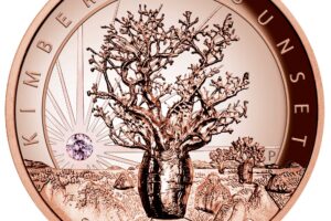 2021 Kimberley Sunset 5oz Rose Gold Proof High Relief Pink Diamond Coin