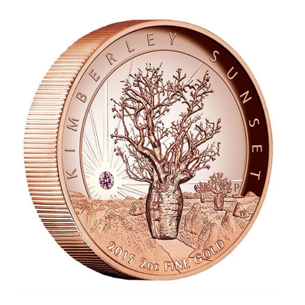 2015 Kimberly Sunset 2oz Pink Gold Proof High Relief Coin
