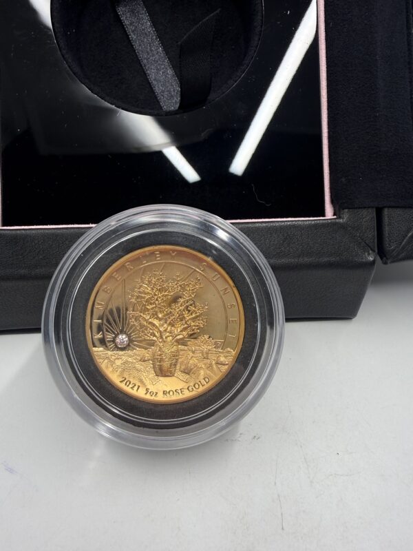 2021 Kimberley Sunset 5oz Rose Gold Proof High Relief Pink Diamond Coin - Image 9