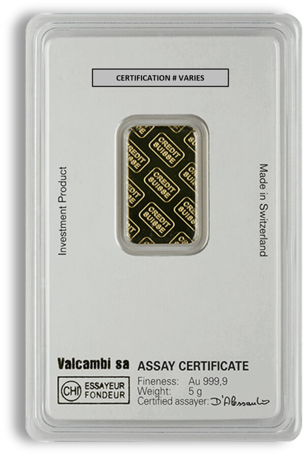5 gram Gold Bar - Credit Suisse (Carded) - Image 2