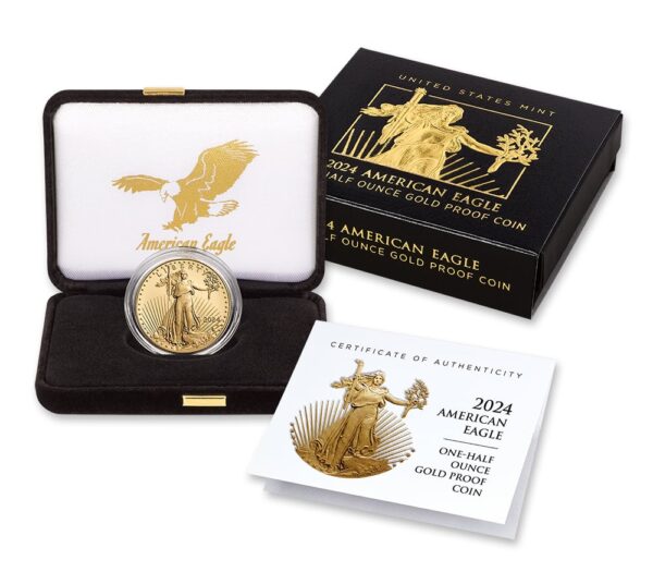 2024-W 1/2 oz Proof Gold Eagle $25 - Box & COA