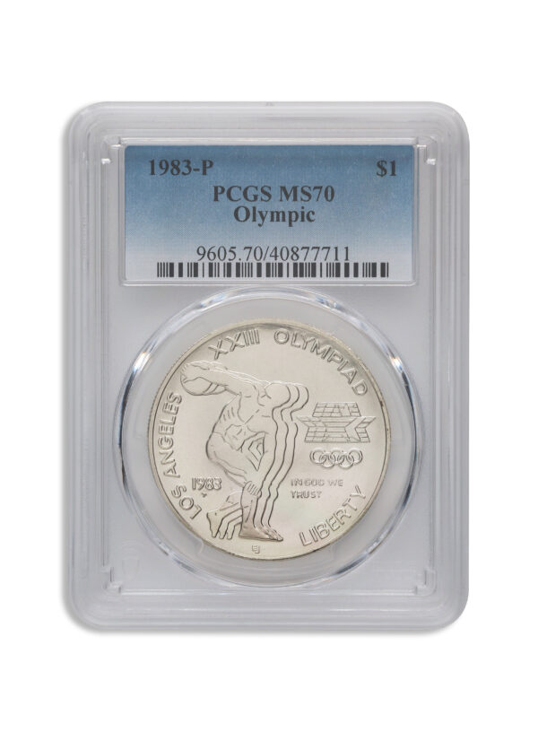 1983-P $1 LA Olympic Silver Commem - PCGS MS70 - Image 2