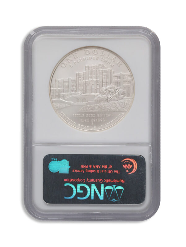 2007-P $1 Little Rock, Deseg Silver Commem - NGC MS70 - Image 2