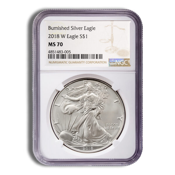 2018-W Burnished Silver Eagle NGC MS70