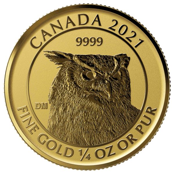 2021 1/4 oz Canadian Great Horned Owl Gold Coin - Image 2