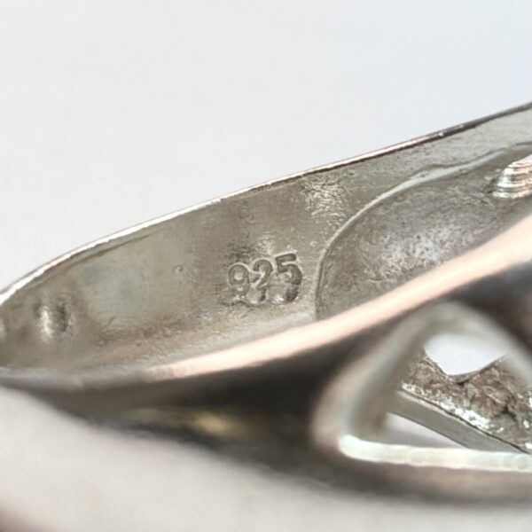 Vintage Sterling Silver 925 Iridescent Moonstone Ring Size 7 - 13.8g - Image 5