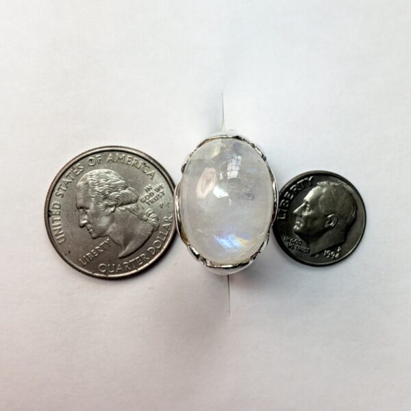 Vintage Sterling Silver 925 Iridescent Moonstone Ring Size 7 - 13.8g - Image 7