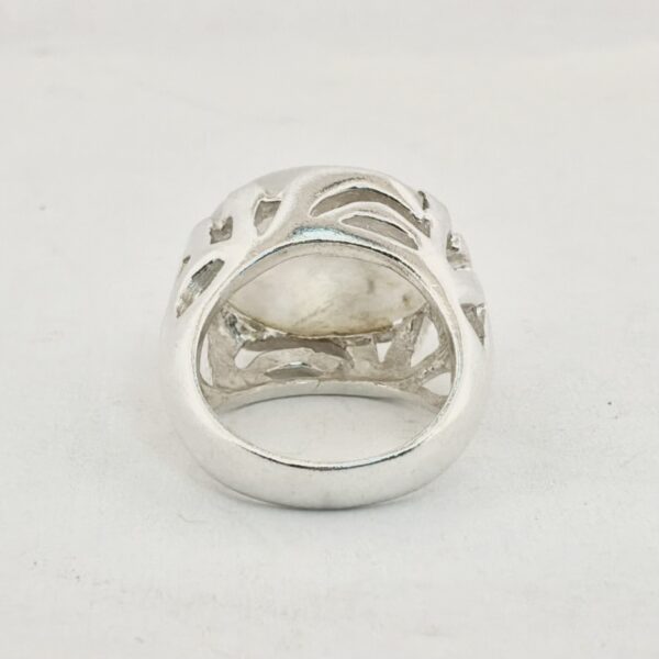 Vintage Sterling Silver 925 Iridescent Moonstone Ring Size 7 - 13.8g - Image 4