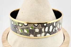 Authentic Vintage Hermès Grands Fonda Enamel Bangle Bracelet Size 8 - 37.3g