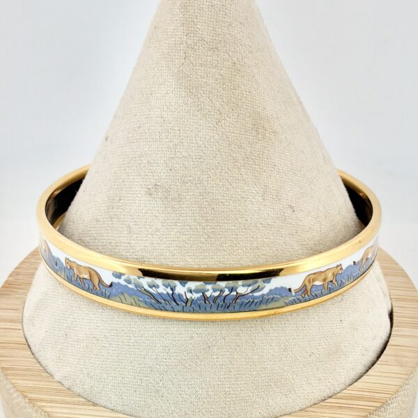 Authentic Vintage Hermès Safari Lions & Lionesses in Savannah Enamel Bangle Bracelet Size 8 - 21.8g - Image 2