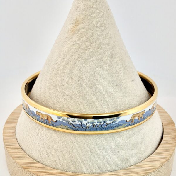Authentic Vintage Hermès Safari Lions & Lionesses in Savannah Enamel Bangle Bracelet Size 8 - 21.8g - Image 4