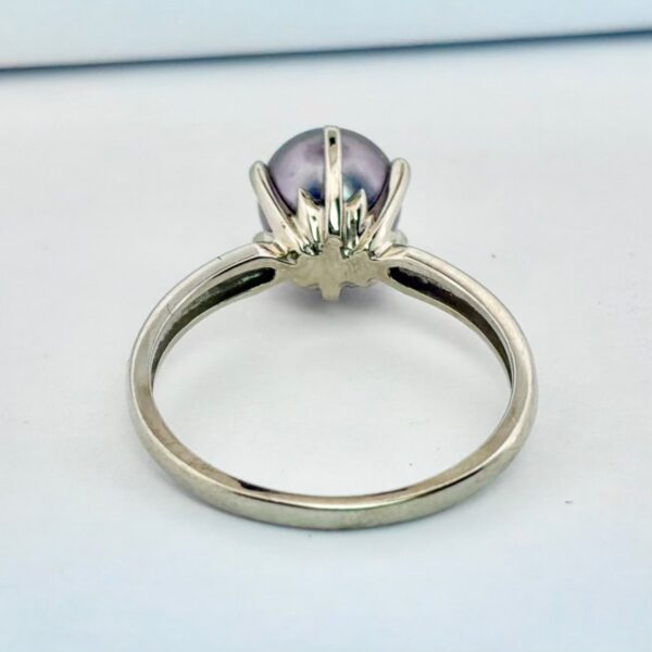 Vintage 14K Gold Ring With Lavender-Grey Pearl Size 5.75 - 2.7g - Image 5