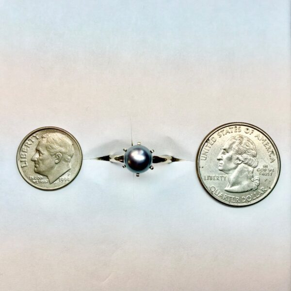 Vintage 14K Gold Ring With Lavender-Grey Pearl Size 5.75 - 2.7g - Image 10
