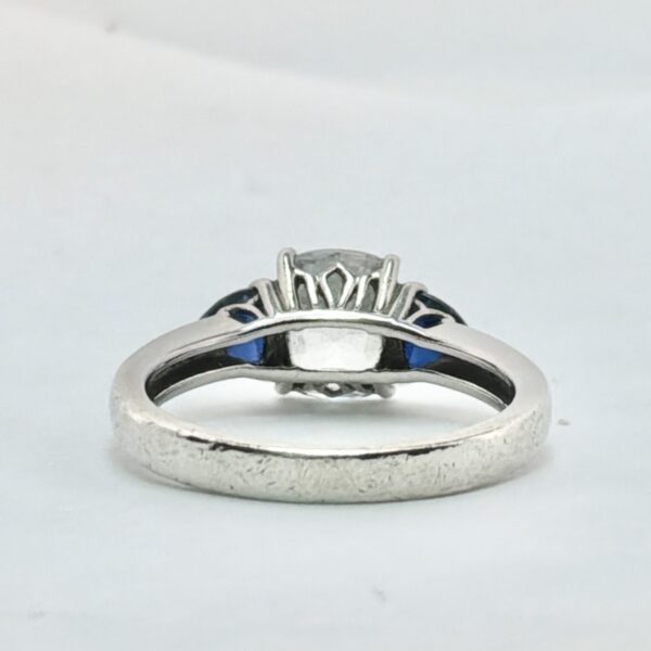 Vintage Aesthetic Sterling Silver 925 Ring With White Clear Gem and Deep Blue Gem Details Size 9 - 4.7g - Image 4