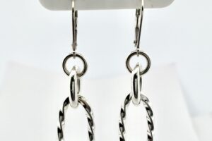 Vintage Sterling Silver 925 Earrings With Unique Paper Clip Design - 6.5g