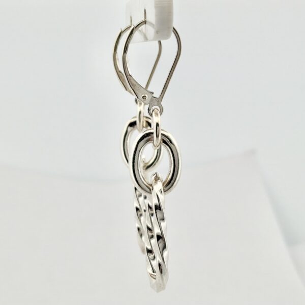 Vintage Sterling Silver 925 Earrings With Unique Paper Clip Design - 6.5g - Image 2