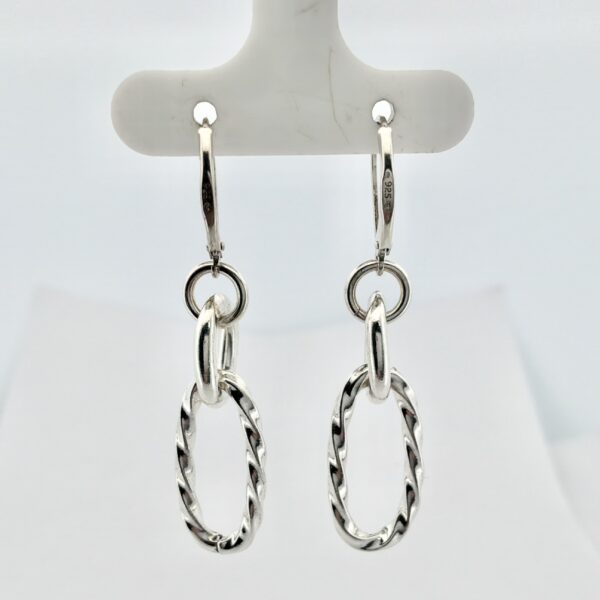 Vintage Sterling Silver 925 Earrings With Unique Paper Clip Design - 6.5g - Image 3