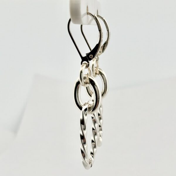 Vintage Sterling Silver 925 Earrings With Unique Paper Clip Design - 6.5g - Image 4