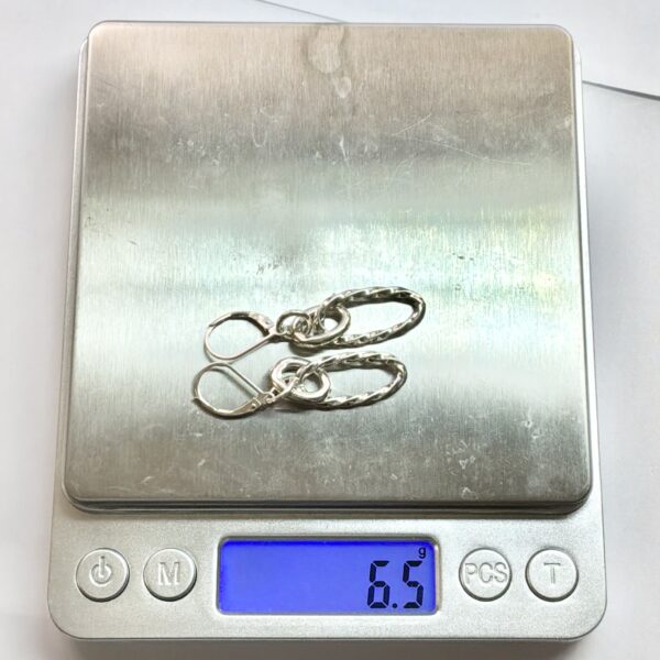 Vintage Sterling Silver 925 Earrings With Unique Paper Clip Design - 6.5g - Image 9