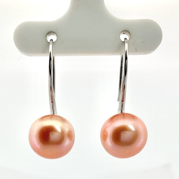 Vintage Sterling Silver 925 Earrings With Coral Pearls - 4.8g