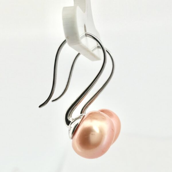 Vintage Sterling Silver 925 Earrings With Coral Pearls - 4.8g - Image 2