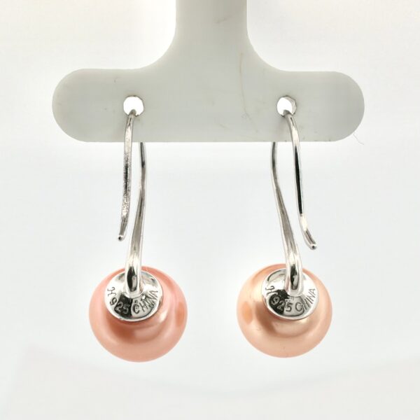Vintage Sterling Silver 925 Earrings With Coral Pearls - 4.8g - Image 3