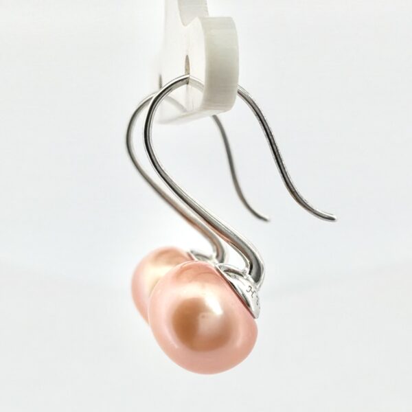 Vintage Sterling Silver 925 Earrings With Coral Pearls - 4.8g - Image 4