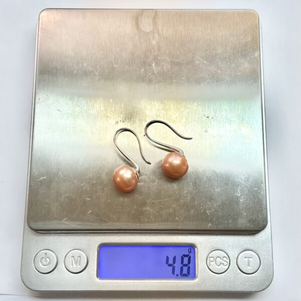 Vintage Sterling Silver 925 Earrings With Coral Pearls - 4.8g - Image 10
