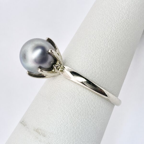 Vintage 14K Gold Ring With Lavender-Grey Pearl Size 5.75 - 2.7g - Image 4