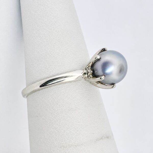 Vintage 14K Gold Ring With Lavender-Grey Pearl Size 5.75 - 2.7g - Image 2