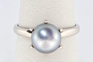 Vintage 14K Gold Ring With Lavender-Grey Pearl Size 5.75 - 2.7g