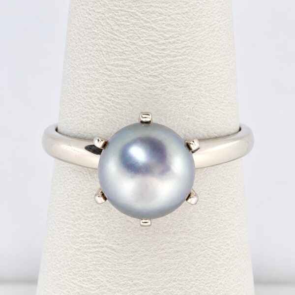 Vintage 14K Gold Ring With Lavender-Grey Pearl Size 5.75 - 2.7g