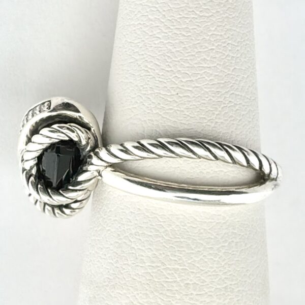 David Yurman Sterling Silver 925 Cable Wrap Ring With Black Onyx Stone Size 5 - 4.3g - Image 3