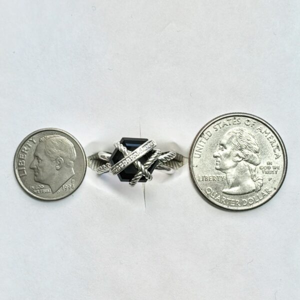 David Yurman Sterling Silver 925 Cable Wrap Ring With Black Onyx Stone Size 5 - 4.3g - Image 11