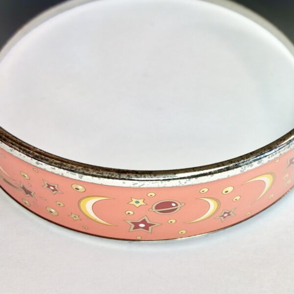 Authentic Vintage Hermès Émail Cloisonné Moon, Stars, & Planets Celestial Enamel Bangle Bracelet Size 8-41.9g - Image 8