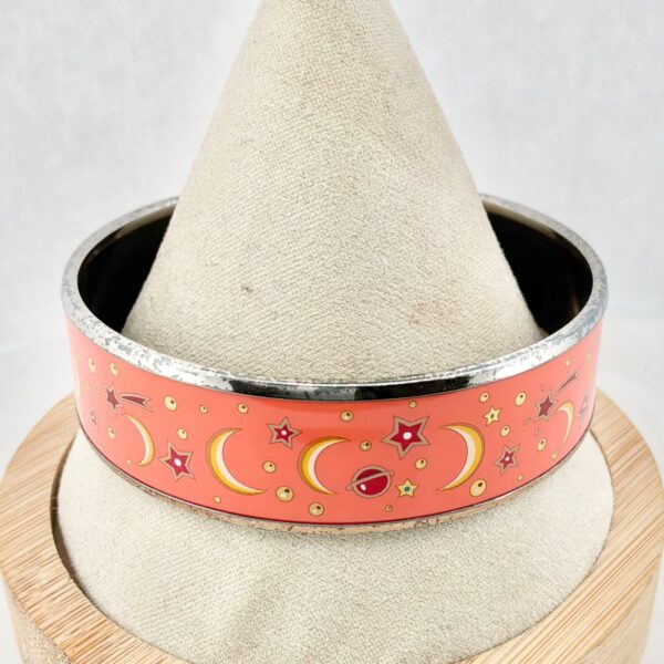 Authentic Vintage Hermès Émail Cloisonné Moon, Stars, & Planets Celestial Enamel Bangle Bracelet Size 8-41.9g - Image 3